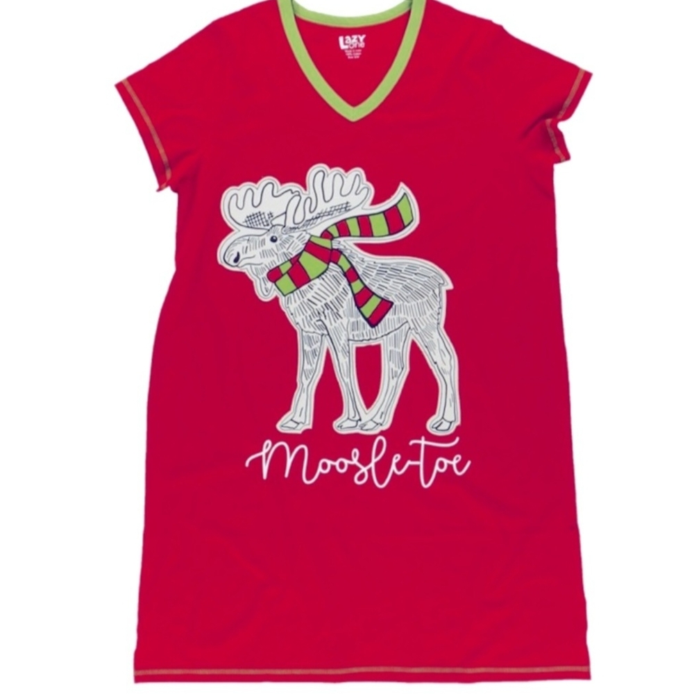 Lazy One Pajamas 'Moosletoe' Graphic  Nightshirt Fits Sizes 2 To 8